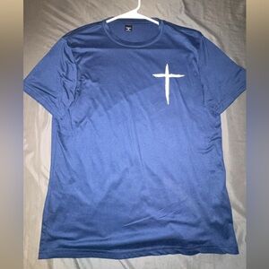 Blue T-Shirt with White Cross Design